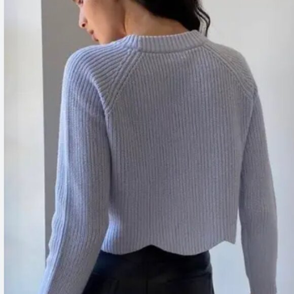 Aritzia WILFRED Spring Sweater XS Navy Ribbed Knit - Picture 2 of 2